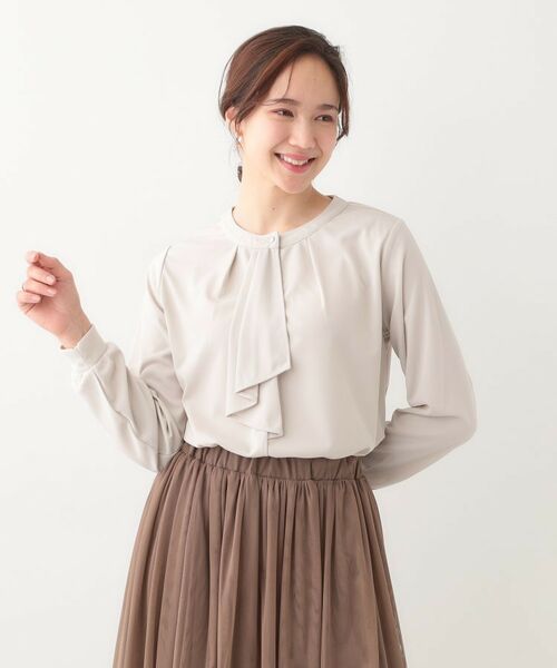 SHOO・LA・RUE / シューラルー カットソー | 【洗える/S-LL/洗濯後しわになりにくい】ブラウス見えボウタイ風トップス | 詳細9