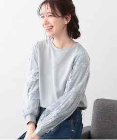 SHOO・LA・RUE / シューラルー カットソー | 大人上品 お袖チュール刺繍 切替トップス