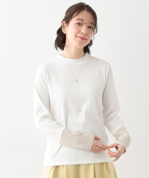 SHOO・LA・RUE / シューラルー カットソー | 【S-LL】テレコ袖配色切り替えトップス | 詳細1