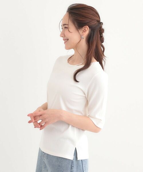 SHOO・LA・RUE / シューラルー カットソー | 【S-LL】1枚でもインナーでも テレコ5分袖トップス | 詳細2