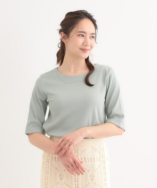 SHOO・LA・RUE / シューラルー カットソー | 【S-LL】1枚でもインナーでも テレコ5分袖トップス | 詳細9