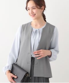 SHOO・LA・RUE / シューラルー ベスト | 【洗える/S-LL/セットアップ可】首元すっきり ペプラムジレ