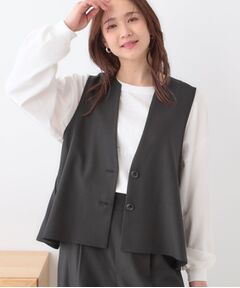 SHOO・LA・RUE / シューラルー ベスト | 【洗える/S-LL/セットアップ可】首元すっきり ペプラムジレ