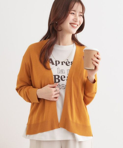 SHOO・LA・RUE/シューラルー 【UVケア/洗える】ニットカーディガン イエロー(032) 03(L) SHOO・LA・RUE/シューラルー 【UVケア/洗える】ニットカーディガン イエロー(032) 03(L)