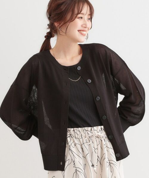 SHOO・LA・RUE/シューラルー 前後2WAY シアーカーディガン ブラック(019) 01(S) SHOO・LA・RUE/シューラルー 前後2WAY シアーカーディガン ブラック(019) 01(S)
