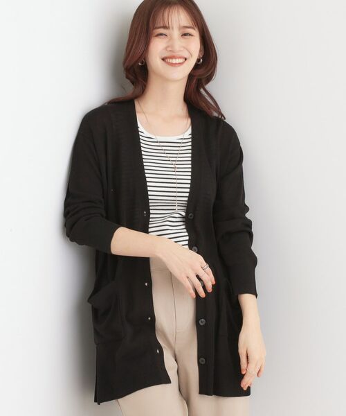 SHOO・LA・RUE/シューラルー 【UVケア/洗える】Vネックミドル丈カーディガン ブラック(019) 01(S) SHOO・LA・RUE/シューラルー 【UVケア/洗える】Vネックミドル丈カーディガン ブラック(019) 01(S)