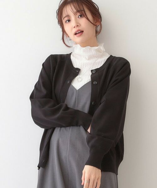 SHOO・LA・RUE/シューラルー 【洗える/S-LL/前後2WAY】クルーネックニットカーディガン ブラック(019) 01(S) SHOO・LA・RUE/シューラルー 【洗える/S-LL/前後2WAY】クルーネックニットカーディガン ブラック(019) 01(S)
