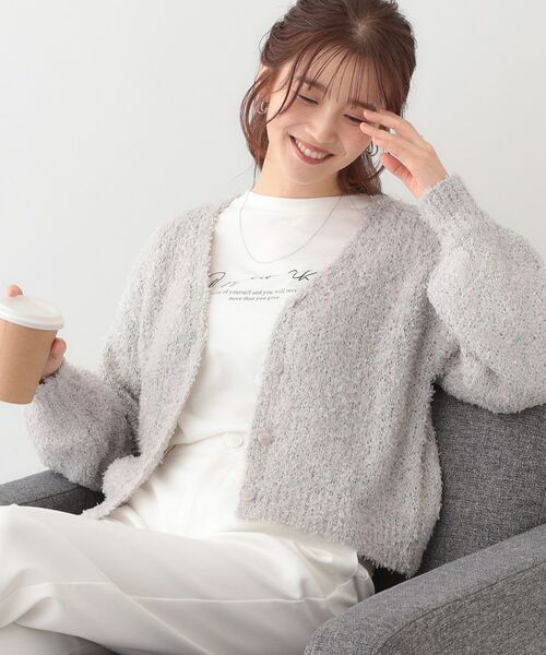 SHOO・LA・RUE/シューラルー 【S-LL】ふわふわ軽やかラメニットカーディガン グレー(012) 01(S) SHOO・LA・RUE/シューラルー 【S-LL】ふわふわ軽やかラメニットカーディガン グレー(012) 01(S)