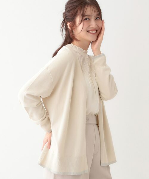 SHOO・LA・RUE/シューラルー 【S-LL】リブのラメが華やかな トッパーニットカーディガン グレージュ(050) 01(S) SHOO・LA・RUE/シューラルー 【S-LL】リブのラメが華やかな トッパーニットカーディガン グレージュ(050) 01(S)
