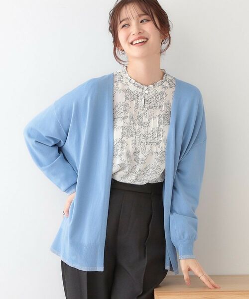 SHOO・LA・RUE/シューラルー 【S-LL】リブのラメが華やかな トッパーニットカーディガン ブルー(092) 02(M) SHOO・LA・RUE/シューラルー 【S-LL】リブのラメが華やかな トッパーニットカーディガン ブルー(092) 02(M)