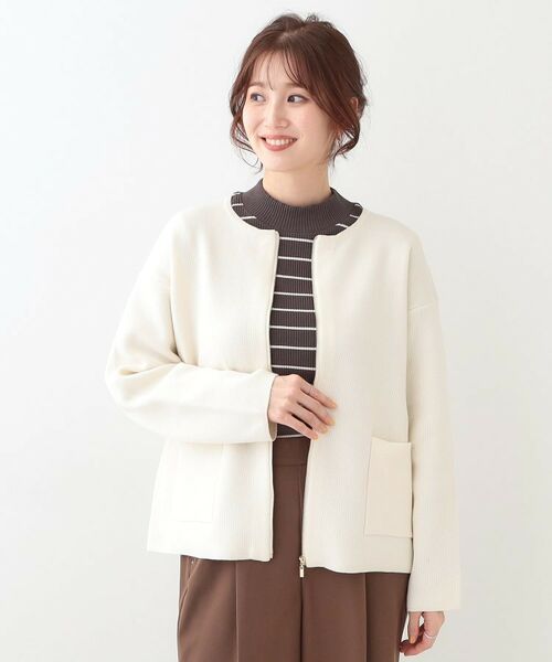 SHOO・LA・RUE / シューラルー カーディガン・ボレロ | 【S-LL】ジャガードZIPニットカーディガン | 詳細1