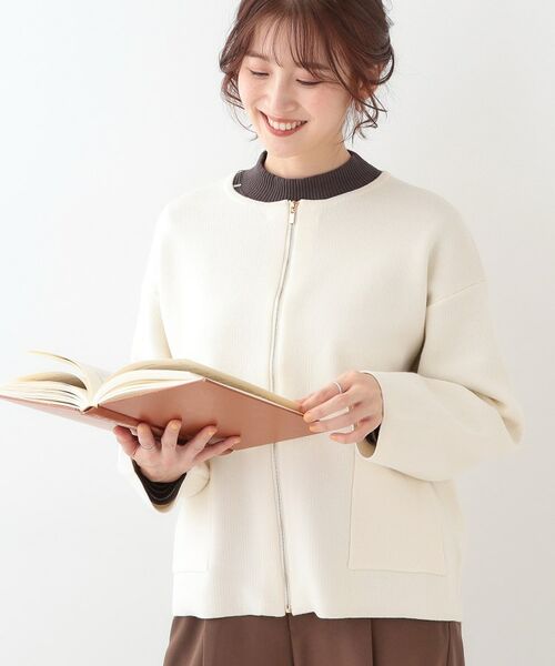 SHOO・LA・RUE/シューラルー ジャガードZIPニットカーディガン オフホワイト(003) 02(M) SHOO・LA・RUE/シューラルー ジャガードZIPニットカーディガン オフホワイト(003) 02(M)
