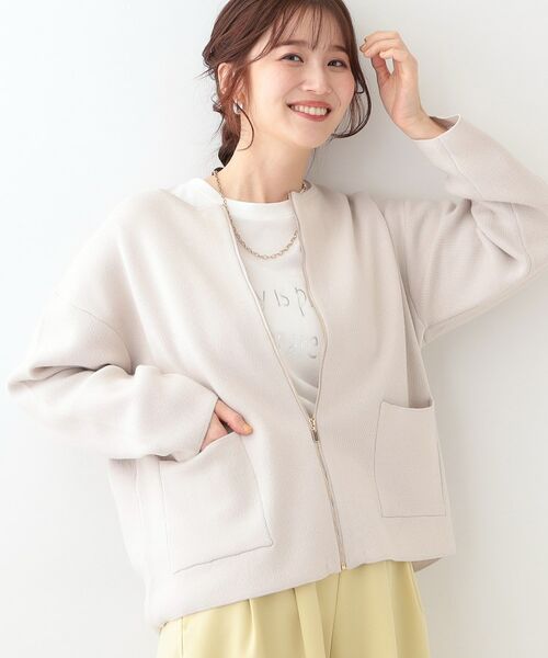 SHOO・LA・RUE/シューラルー ジャガードZIPニットカーディガン ライトベージュ(051) 02(M) SHOO・LA・RUE/シューラルー ジャガードZIPニットカーディガン ライトベージュ(051) 02(M)