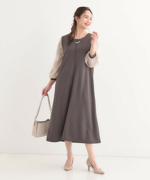 SHOO・LA・RUE / シューラルー ロング・マキシ丈ワンピース | 1枚で上品に決まる お袖レース切り替え7分袖ワンピース | 詳細1