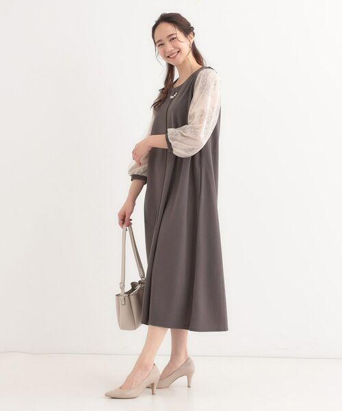 SHOO・LA・RUE / シューラルー ロング・マキシ丈ワンピース | 1枚で上品に決まる お袖レース切り替え7分袖ワンピース | 詳細2