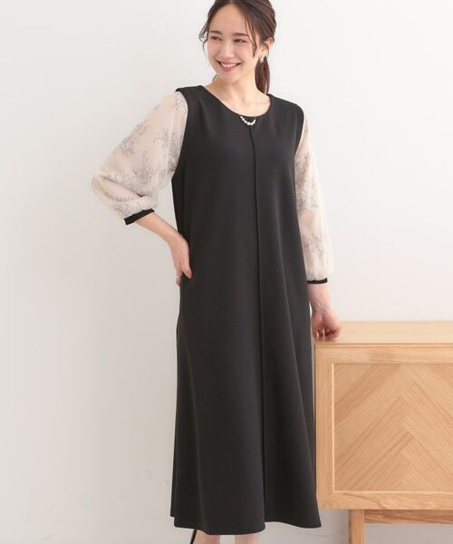 SHOO・LA・RUE/シューラルー 袖レース切り替えワンピース ブラック(019) 02(M) SHOO・LA・RUE/シューラルー 袖レース切り替えワンピース ブラック(019) 02(M)