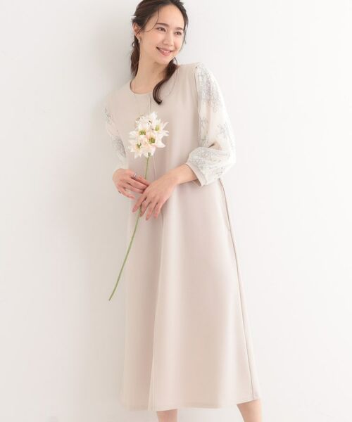 SHOO・LA・RUE/シューラルー 袖レース切り替えワンピース グレージュ(050) 02(M) SHOO・LA・RUE/シューラルー 袖レース切り替えワンピース グレージュ(050) 02(M)