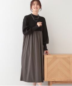 SHOO・LA・RUE / シューラルー ロング・マキシ丈ワンピース | 【S-LL】リブニットドッキングワンピース