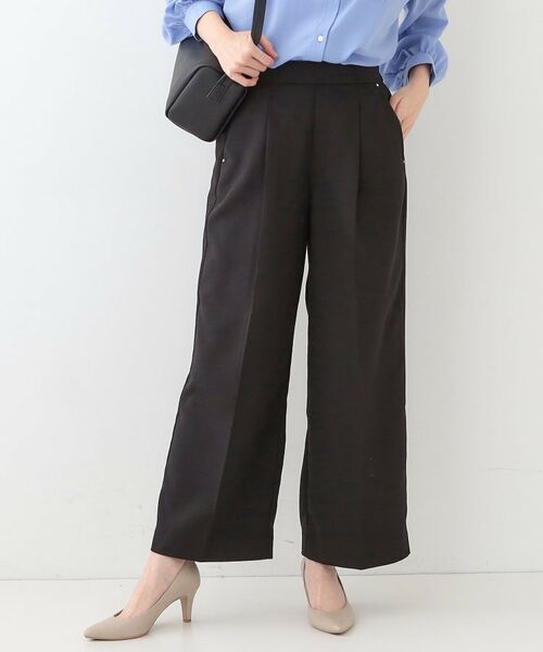 SHOO・LA・RUE/シューラルー 【洗える/UV/吸水速乾/アンチピリング/S-LL】 タックワイドパンツ ブラック(019) 01(S) SHOO・LA・RUE/シューラルー 【洗える/UV/吸水速乾/アンチピリング/S-LL】 タックワイドパンツ ブラック(019) 01(S)