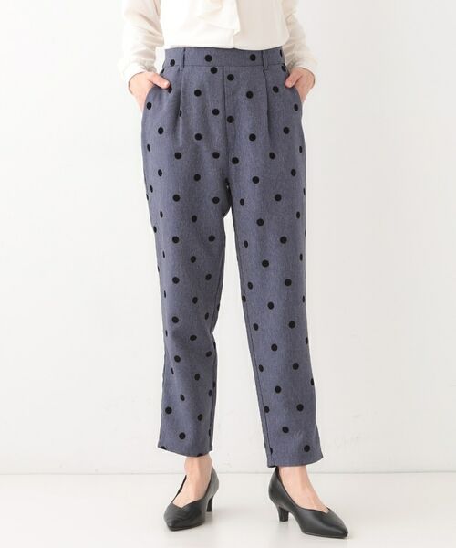 SHOO・LA・RUE / シューラルー パンツ | 【S-LL】華やかさ引き立つ フロッキードット柄 テーパードパンツ | 詳細5