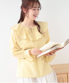 SHOO・LA・RUE / シューラルー シャツ・ブラウス | 【洗える/S-LL】甘すぎない大人のフリルブラウス