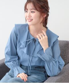 SHOO・LA・RUE / シューラルー シャツ・ブラウス | 【洗える/S-LL】甘すぎない大人のフリルブラウス