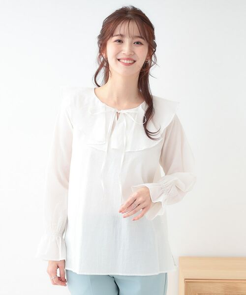 SHOO・LA・RUE / シューラルー シャツ・ブラウス | 【洗える/S-LL】甘すぎない大人のフリルブラウス | 詳細5