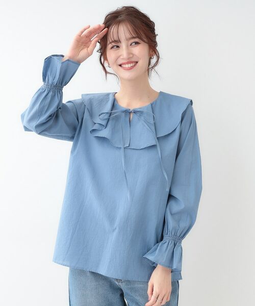 SHOO・LA・RUE / シューラルー シャツ・ブラウス | 【洗える/S-LL】甘すぎない大人のフリルブラウス | 詳細9