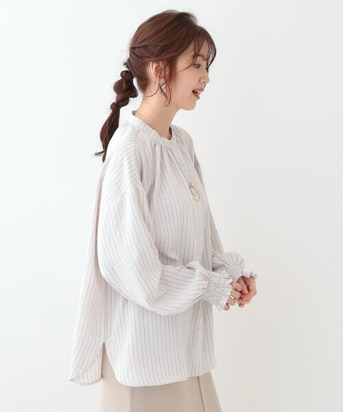 SHOO・LA・RUE / シューラルー シャツ・ブラウス | 【洗える/UV/吸水速乾/アンチピリング/S-LL】バンドカラーギャザーシャツ | 詳細10
