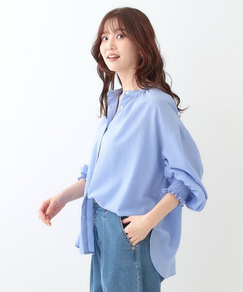 SHOO・LA・RUE / シューラルー シャツ・ブラウス | 【洗える/UV/吸水速乾/アンチピリング/S-LL】バンドカラーギャザーシャツ | 詳細14