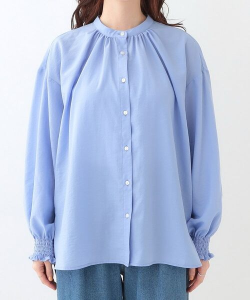 SHOO・LA・RUE / シューラルー シャツ・ブラウス | 【洗える/UV/吸水速乾/アンチピリング/S-LL】バンドカラーギャザーシャツ | 詳細17