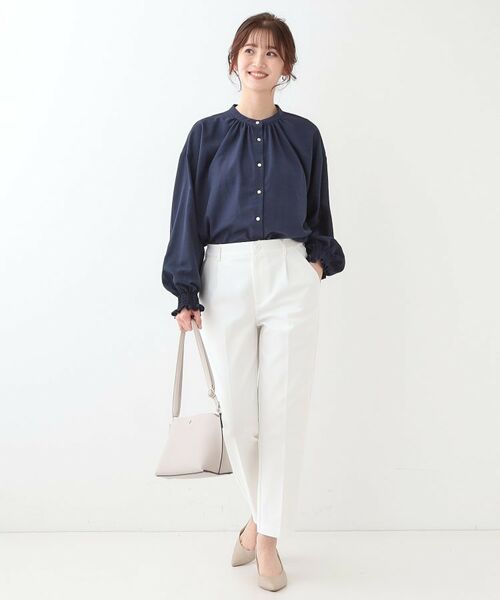 SHOO・LA・RUE / シューラルー シャツ・ブラウス | 【洗える/UV/吸水速乾/アンチピリング/S-LL】バンドカラーギャザーシャツ | 詳細7