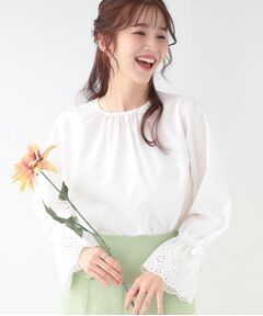 SHOO・LA・RUE / シューラルー シャツ・ブラウス | 【S-LL/前後2WAY/洗濯後しわになりにくい】お袖刺繍レースブラウス