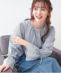 SHOO・LA・RUE / シューラルー シャツ・ブラウス | 【S-LL/前後2WAY/洗濯後しわになりにくい】お袖刺繍レースブラウス