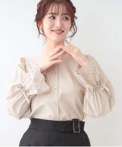 SHOO・LA・RUE / シューラルー シャツ・ブラウス | 【S-LL/前後2WAY/洗濯後しわになりにくい】お袖刺繍レースブラウス