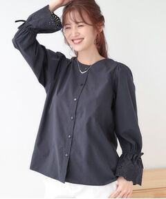 SHOO・LA・RUE / シューラルー シャツ・ブラウス | 【S-LL/前後2WAY/洗濯後しわになりにくい】お袖刺繍レースブラウス