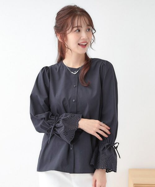 SHOO・LA・RUE / シューラルー シャツ・ブラウス | 【S-LL/前後2WAY/洗濯後しわになりにくい】お袖刺繍レースブラウス | 詳細15