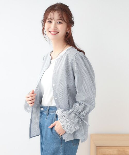 SHOO・LA・RUE / シューラルー シャツ・ブラウス | 【S-LL/前後2WAY/洗濯後しわになりにくい】お袖刺繍レースブラウス | 詳細2