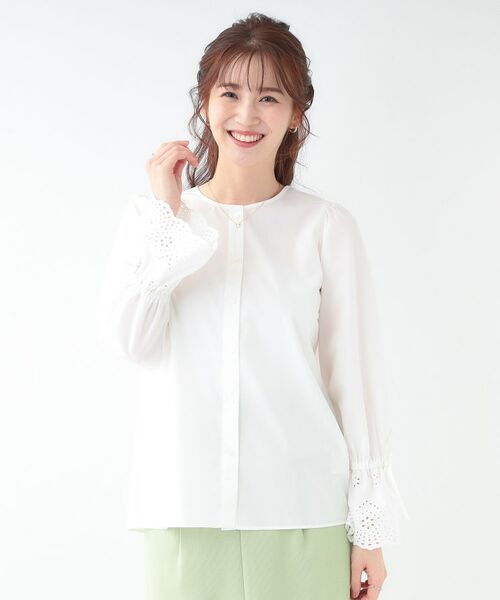 SHOO・LA・RUE / シューラルー シャツ・ブラウス | 【S-LL/前後2WAY/洗濯後しわになりにくい】お袖刺繍レースブラウス | 詳細22