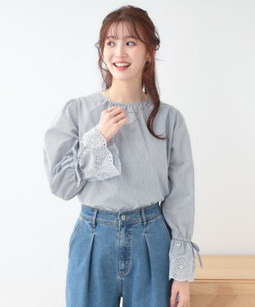 SHOO・LA・RUE / シューラルー シャツ・ブラウス | 【S-LL/前後2WAY/洗濯後しわになりにくい】お袖刺繍レースブラウス | 詳細3