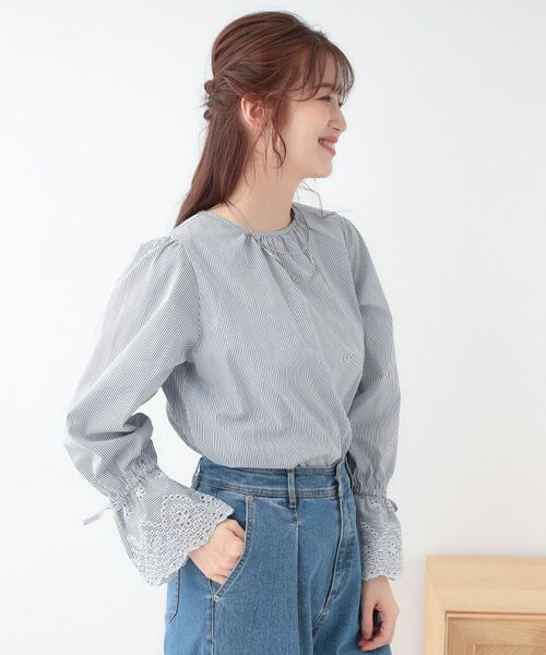 SHOO・LA・RUE / シューラルー シャツ・ブラウス | 【S-LL/前後2WAY/洗濯後しわになりにくい】お袖刺繍レースブラウス | 詳細4