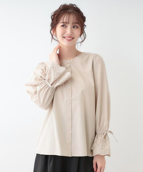 SHOO・LA・RUE / シューラルー シャツ・ブラウス | 【S-LL/前後2WAY/洗濯後しわになりにくい】お袖刺繍レースブラウス | 詳細8
