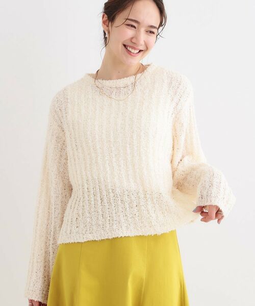SHOO・LA・RUE/シューラルー 春の訪れ感じる テープヤーンニット アイボリー(004) 00(FREE) SHOO・LA・RUE/シューラルー 春の訪れ感じる テープヤーンニット アイボリー(004) 00(FREE)