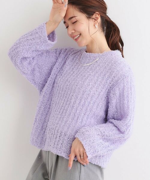 SHOO・LA・RUE/シューラルー 春の訪れ感じる テープヤーンニット ラベンダー(080) 00(FREE) SHOO・LA・RUE/シューラルー 春の訪れ感じる テープヤーンニット ラベンダー(080) 00(FREE)