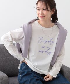 SHOO・LA・RUE / シューラルー カットソー | 【S-LL】ロゴの立体感が魅力 ブラシ刺繍ロンT