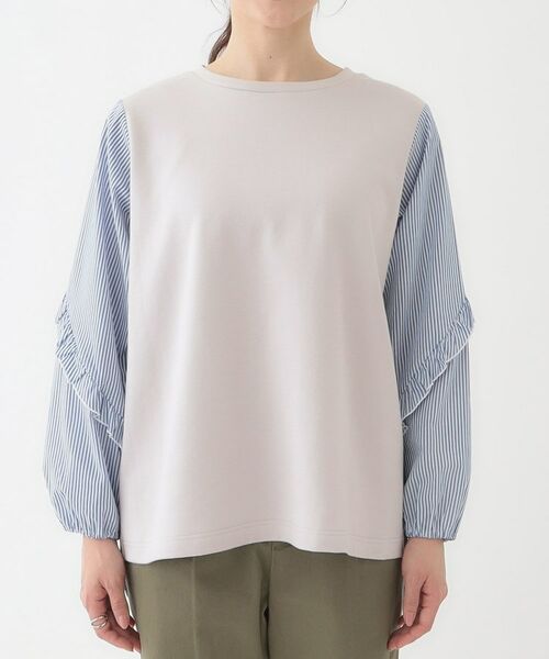 SHOO・LA・RUE / シューラルー カットソー | 【S-LL】一枚でサマ見え お袖フリル ストライプトップス | 詳細13