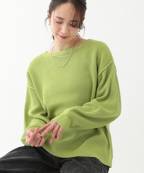 SHOO・LA・RUE/シューラルー 【洗える/S-LL】ワッフル編みドロップショルダーニット ミントグリーン(021) 03(L) SHOO・LA・RUE/シューラルー 【洗える/S-LL】ワッフル編みドロップショルダーニット ミントグリーン(021) 03(L)