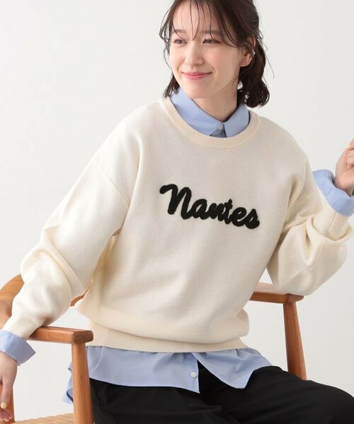SHOO・LA・RUE/シューラルー 【洗える/S-LL/ちくちくしにくい】ロゴ入りスウェットライクニット アイボリー(004) 02(M) SHOO・LA・RUE/シューラルー 【洗える/S-LL/ちくちくしにくい】ロゴ入りスウェットライクニット アイボリー(004) 02(M)