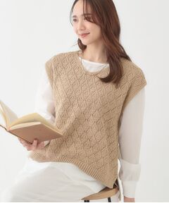 SHOO・LA・RUE / シューラルー ニット・セーター | 【洗える/S-LL/2点セット】透かし柄ベスト+ブラウス