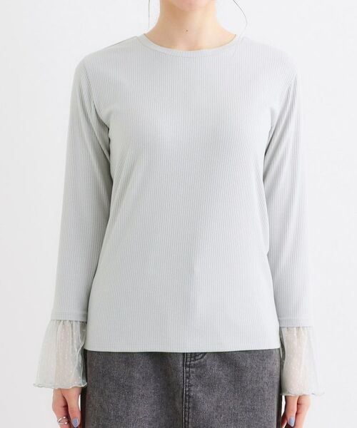 SHOO・LA・RUE / シューラルー カットソー | 【S-LL】重ね着コーデで差をつける お袖チュールリブトップス | 詳細13